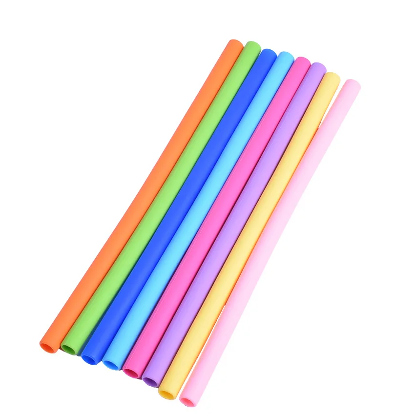 

14mm PET Silicone Straws For Bubble Tea Flexible Transparent Silicone Straw For Drinking Pearl Milk Tea Reusable Beverage Juice