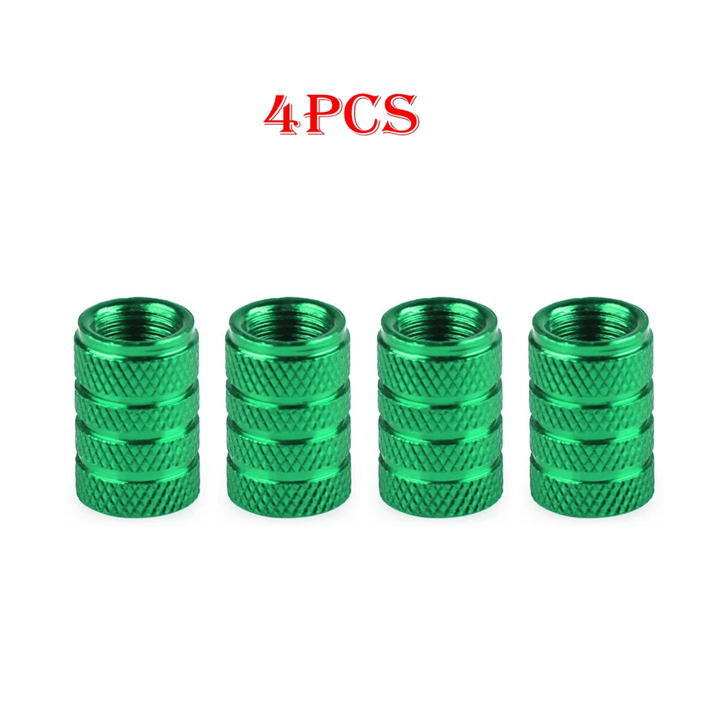 4Pcs Green Aluminum Tire/Rim Piston Caps Valve/Wheel Air Port Dust Cover Stem Cap Car Styling Replacement Accessories Universal