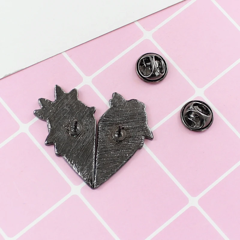 Брошь Эмаль Череп Скелет Роза Цветок Леди 2 Лепестки Сердце Лучшие Друзья