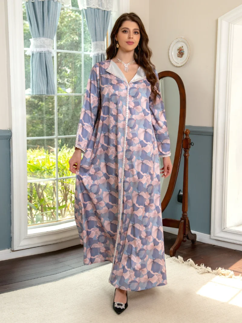 Eid Elegant Muslim Women Abaya Dress Party Lapel Ramadan Mubarak Diamond Modest Abayas Dubai Islam Robe Caftan Maxi Vestido 2023