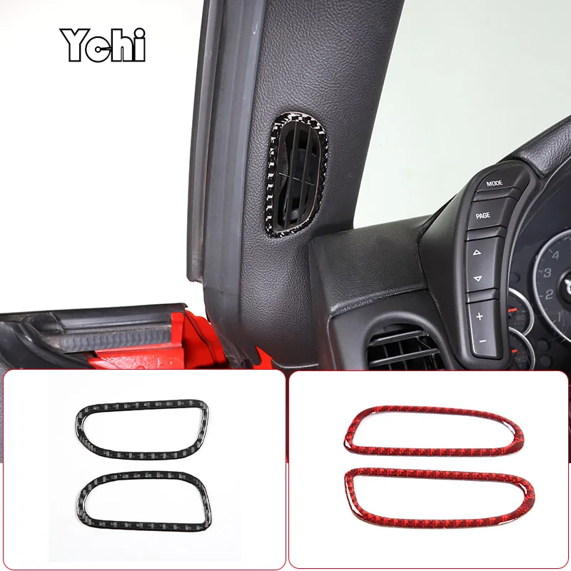 

For Chevrolet Corvette C6 2005-2013 Soft Carbon Fiber Car A-pillar Air Conditioning Outlet Decorative Sticker Car Accessories