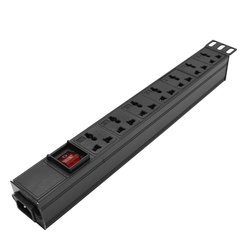 

3500W 16A LED switch Aluminum 7 AC Universal Outlets Power Strip C13 Transfer interface Adapter PDU