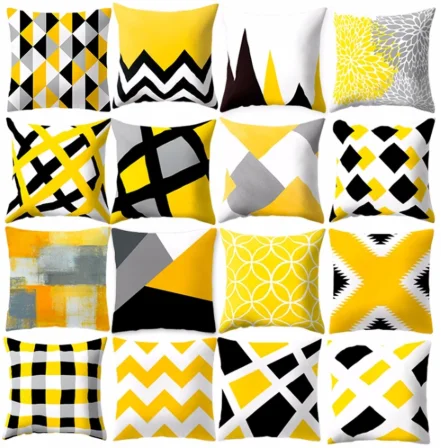 

New Style Geometric Yellow Pillowcase Decorative Cushion For Sofa Printed Pillow Chair Car Cushion Cover 45x45 Home Decoration