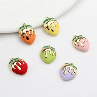 zinc alloy metal charms enamel fruit strawberry shape charms 6pcslot for necklace earrings jewelry accessories