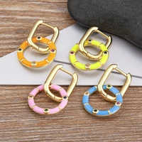 aibef light luxury enamel 6 colors round inlaid shiny crystal pendant oil drop earrings womens elegant jewelry exquisite gifts