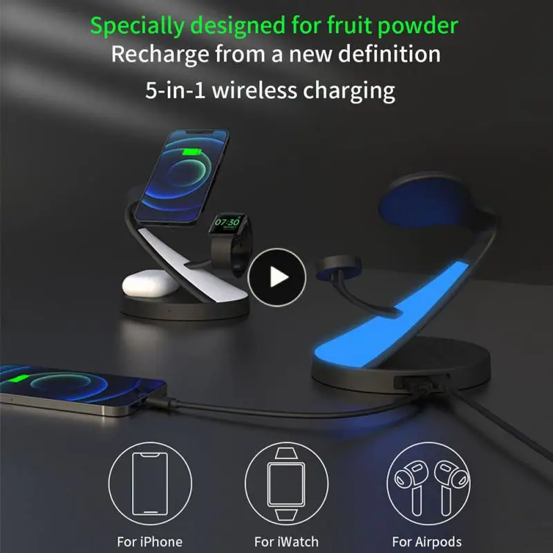 

Multifunctional Mobile Phone Wireless Charging Charger Portable Fast Charging Wireless Phone Charger Stand 5 In 1 Tempered Glass