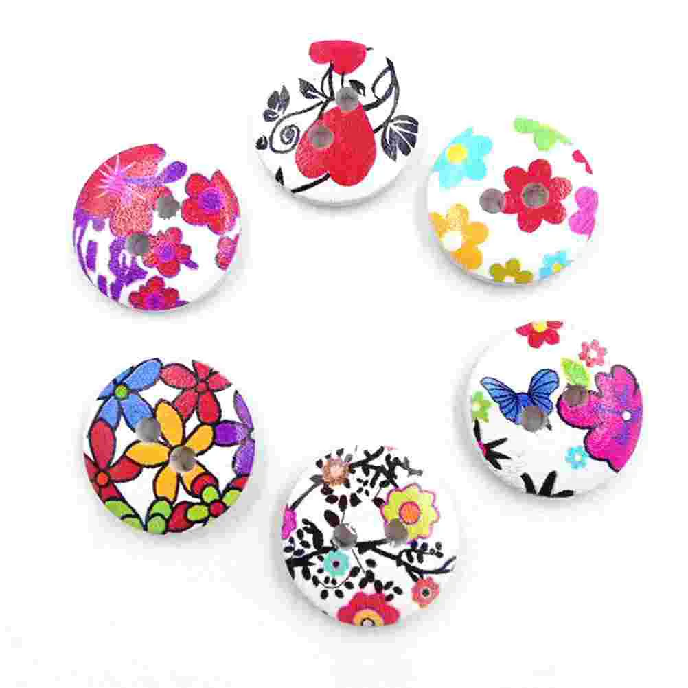

100PCS 15MM Buttons Flower and Grass Patterns Printed DIY Buttons Press Studs Snaps