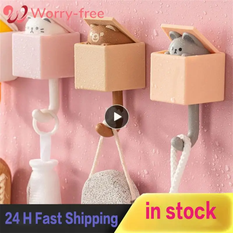 

1~10PCS Cartoon Cat Hook Self Adhesive Dormitory Bedroom Door Hangers Hooks Key Umbrella Towel Cap Coat Rack Wall Animal