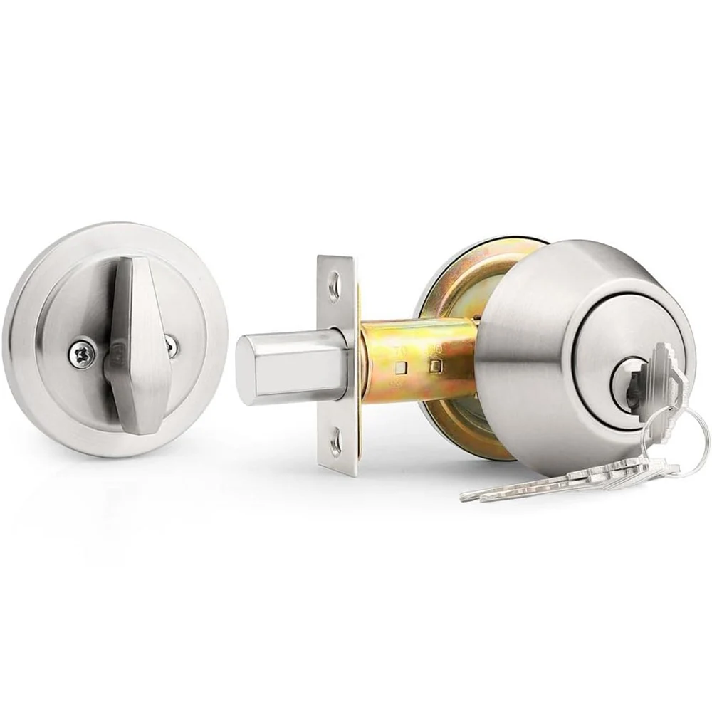 

Одноцилиндровый засов, засов для входной двери и гаражных ворот, ключ с одной стороны, поворот большого пальца внутри, отделка из матового никеля ﻿