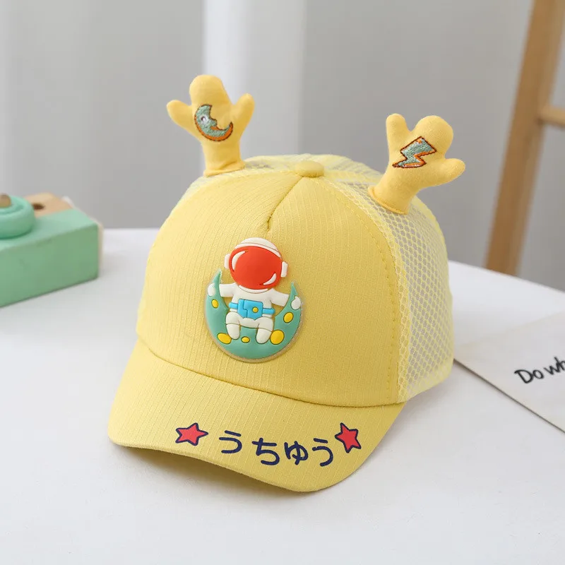 

2022 Summer Cotton Cartoon astronauts Mesh Casquette Baseball Cap Adjustable Snapback Hats for Children boy and girl 03