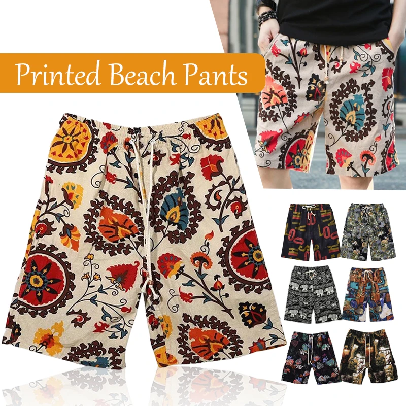 

Men's Cotton Swim Trunks Quick Dry Bathing Suit Big & Tall Board Shorts Swimsuit with Pockets Beach Shorts One Size