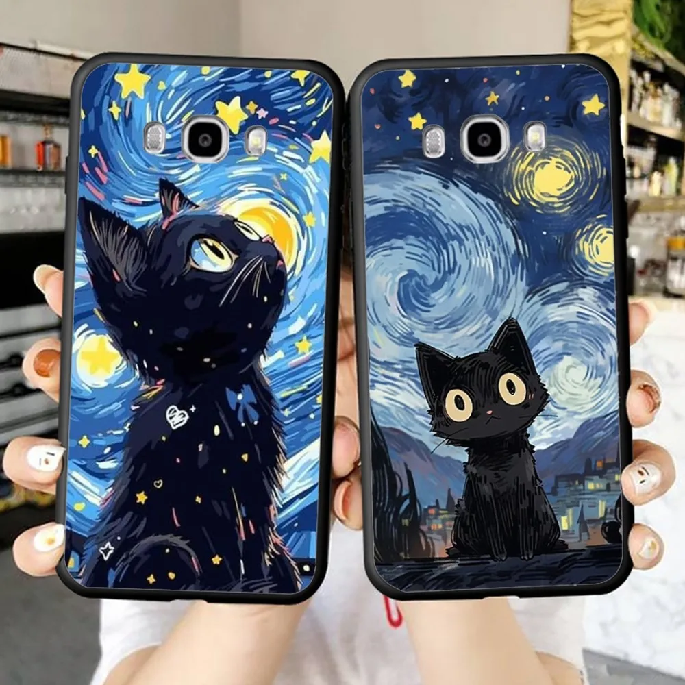 Artistic Black Cat Starry Night For Samsung J 7 Plus 7core J7 Neo J6 Prime J4 J5 Mobile Cover