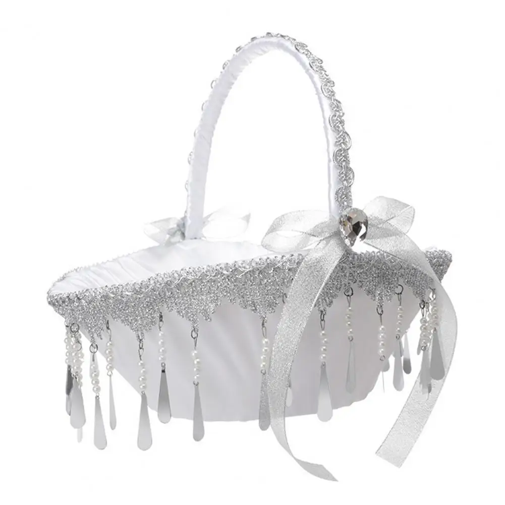 

Корзина для цветов, изящная ручная ткань, большой волшебный кружевной бант, свадебный цветок