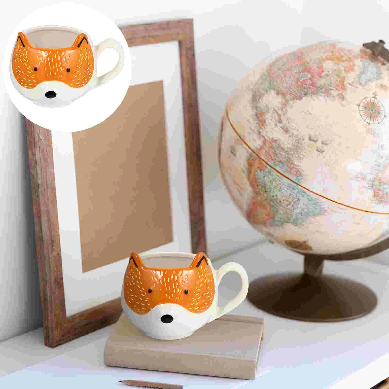 

Cup Coffee Mug Ceramic Fox Tea Drinking Mugs Animalwater Shape Handle Withcute Design Tumbler Beverage Teacup Cartoon Cups