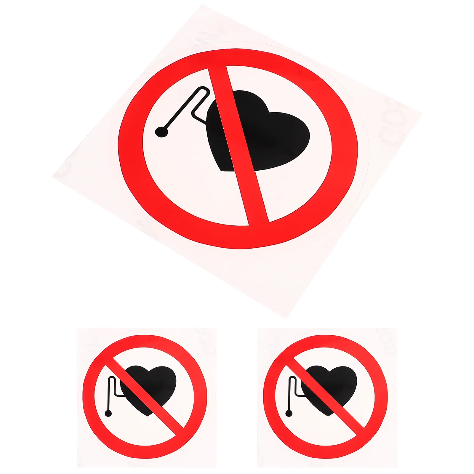 

3 Pcs Warning Stickers Round No Pacemaker Hand Sign Self-adhesive Vinyl Security Caution Safety Device
