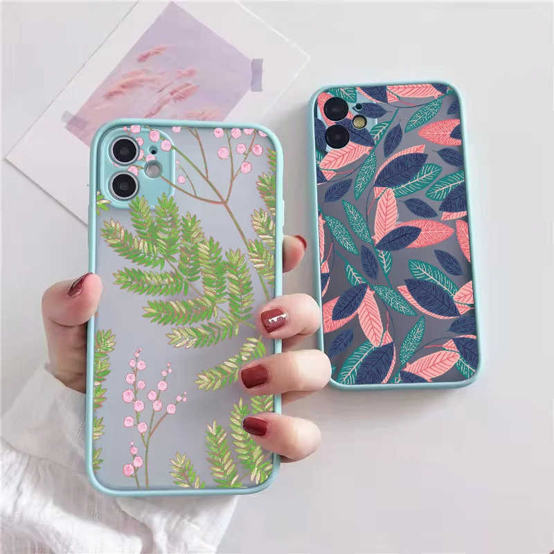 

Retro Banana Leaf Flower Phone Case For iPhone 12 13 mini 11 Pro Max 7 8 Plus SE 2020 X XR XS MAX Back Leave Shockproof Cover