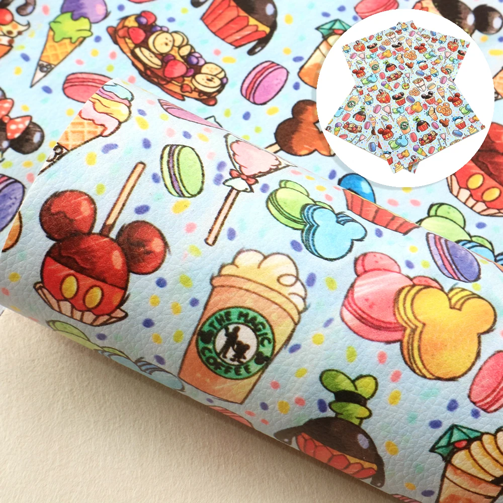 

Disney Mickey Mouse 20*33cm Faux Leather Sheets Lychee Grain Synthetic Leather Fabric Sheet Making Earrings Bows Crafts Material
