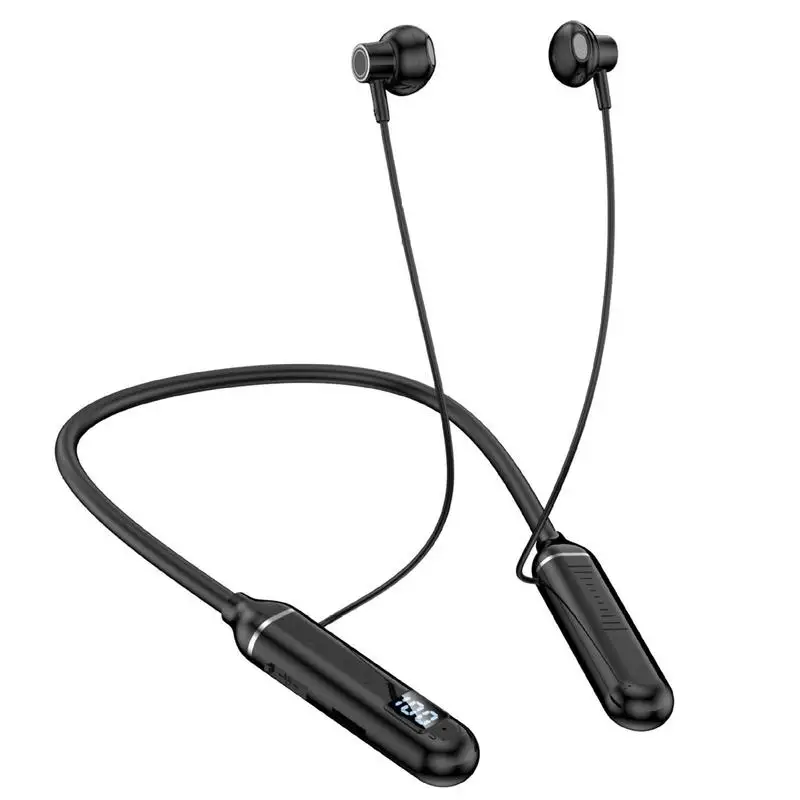 

Wireless Neckband Headphones Flexible Wireless Earbuds With Digital Display Screen Bass Stereo Earphones Up To 15h Playtime