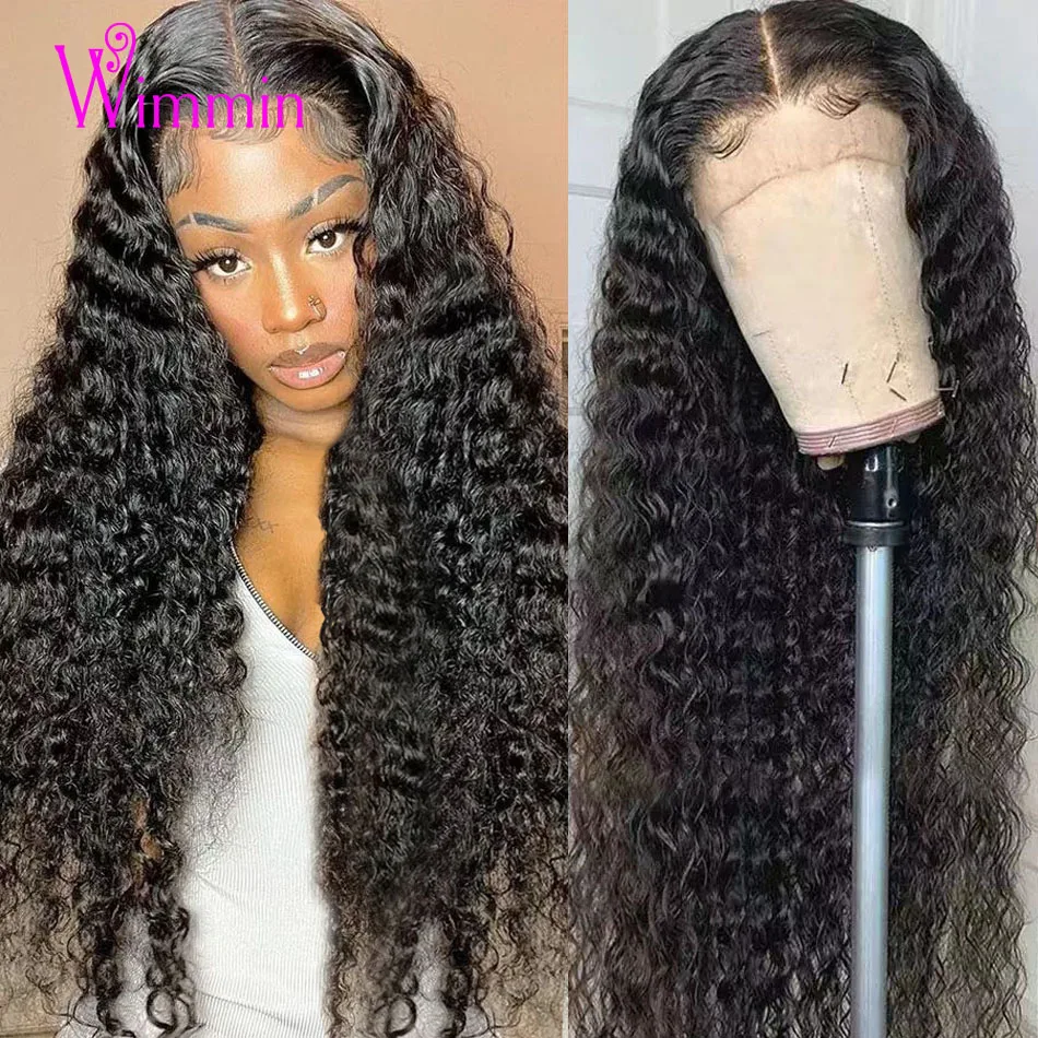 13x4/13x6 HD Transparent Lace Front Human Hair Wigs Deep Wave Wig Pre Plucked Frontal 5x5 Closure Wimmin | Шиньоны и парики