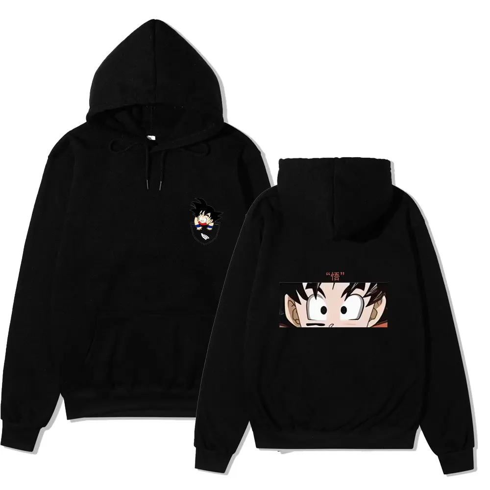 

Newest Japanese Anime Hoodie Cosplay Saiyan Son harajuku Goku Pocket Hooded Sweatshirts Hoodies Men/Women