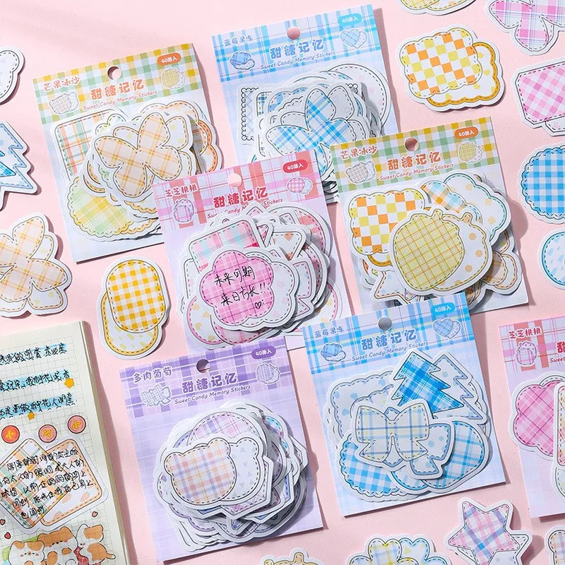 

40pcs Kawaii Stickers Cute Scrapbooking Supplies Journal Decoration Material Paper Sticky Note Memo Pad Japanese Stationery