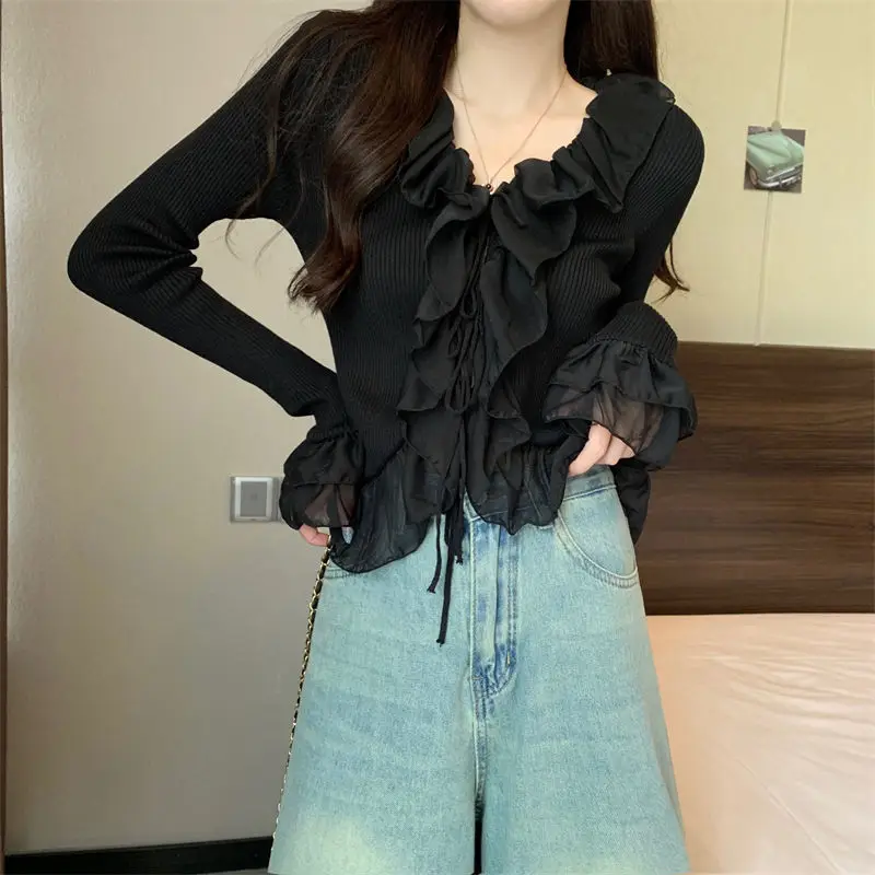 Высококачественный вязаный свитер с французским грибком и нишей женского