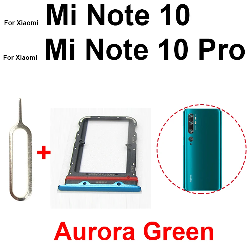 Фото Держатель лотка для SIM-карты для Xiaomi Mi Note 10 Note 10 Pro Mi Note 10 Lite, слот для SIM-карты, адаптер для чтения, запасные части со штифтом №3