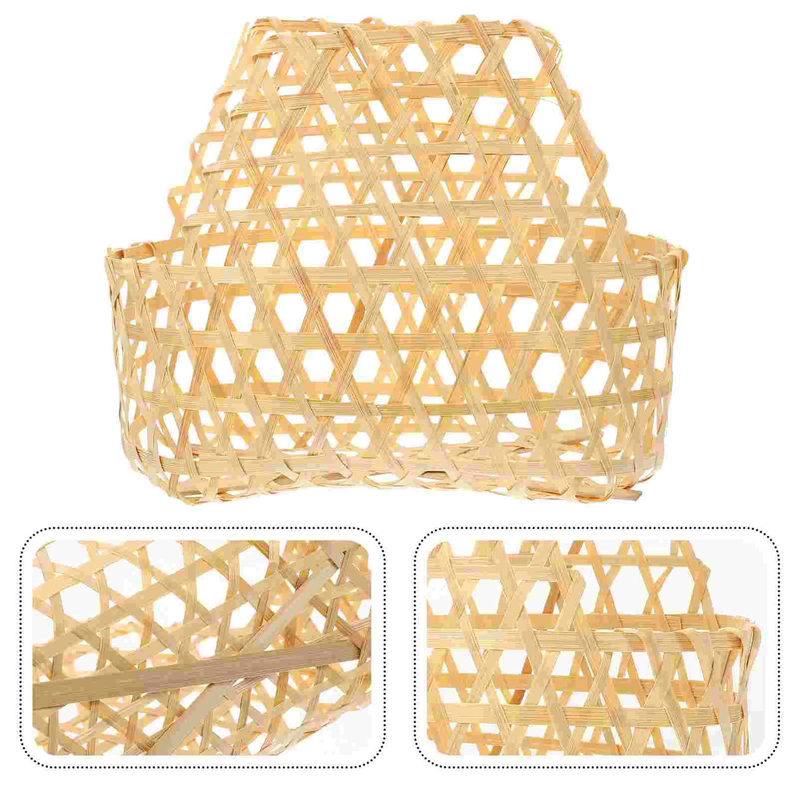

2pcs Snack Storage Basket Woven Sundries Basket Fruit Basket Bread Storage Basket