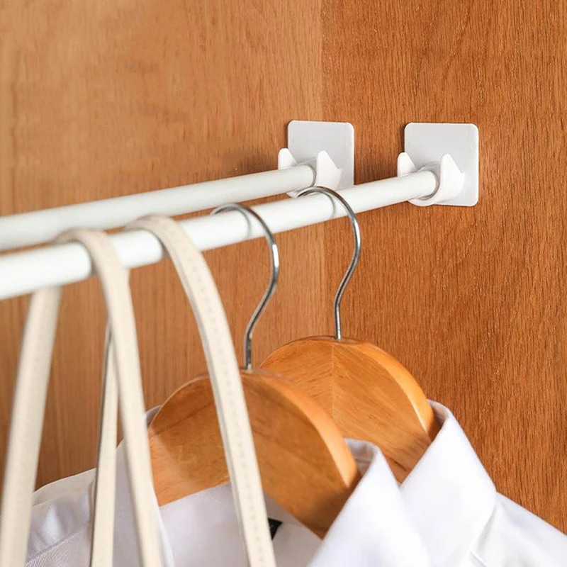 

2pcs Ring Hook Hole-free Strong Adhesive Towel Rod Bath Curtain Fixing Bracket Telescopic Rod Curtain Rod Support