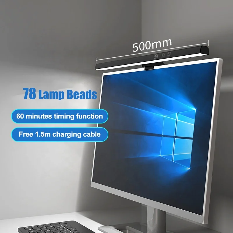 

LED Reading Light Screen Bar Computer Monitor Hanging Lamp USB Smart Dimming Laptop Eye Protection Desk Night Lamp No Glare