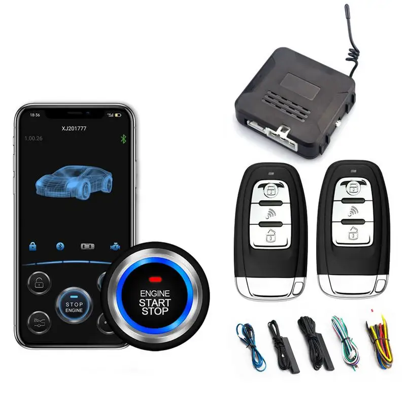 

Passive Keyless Push Start System Remote Alarm For Cars Push To Engine Start Stop Safe Lock With Remote And Phone Control For
