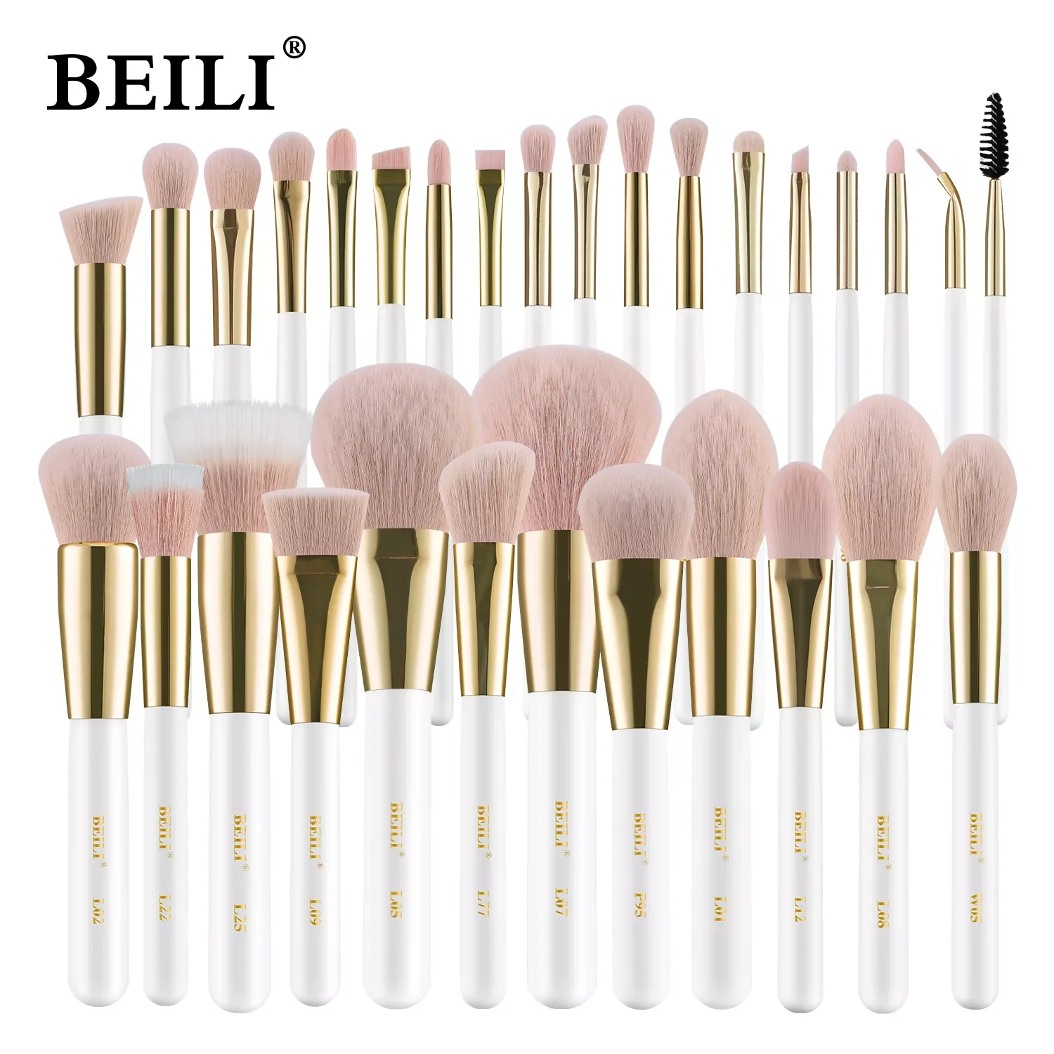 

NEW2023 White Gold Makeup Brushes Professional Foundation Eyeshadow Powder Brushes High Quality Pink Synthetic Make Up Brush Set