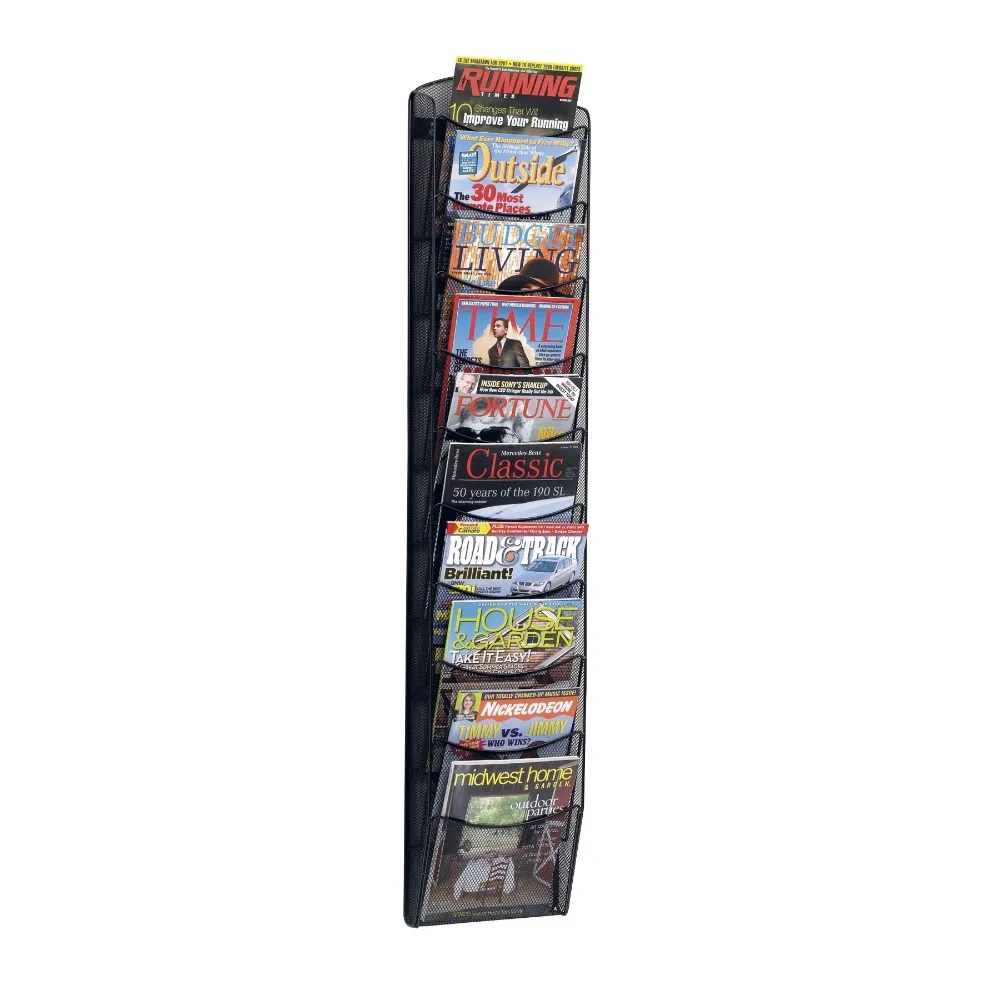 

Mesh Magazine Wall Rack 10 Pocket Fully Assembled with Durable Powder Coated Finish Pocket Magazine Rack Book Shelves
