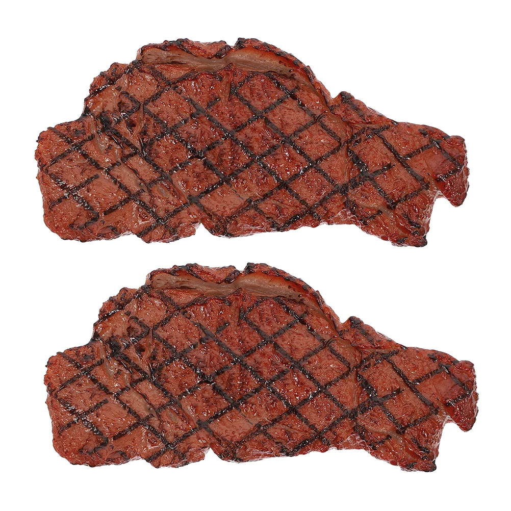 

2 Pcs Educational Toy Artificial Steak Toys Kids Outdoor Toddlers Food Faux Play Kitchen Simulation Meat