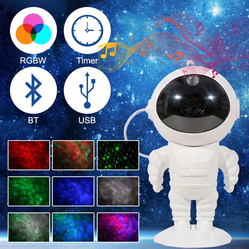 

Starry Sky Night Light Galaxy Star Projector Astronaut Lamp Home Decoration USB Interface with Bluetooth-compatible