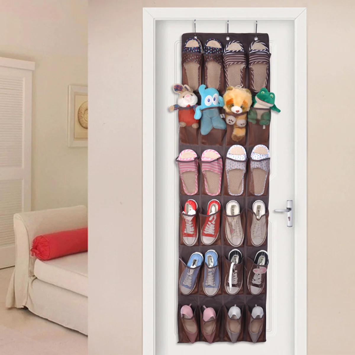

Shoe Hanging Pocket Rack Door Hanger Organizer Sneaker Shoesbra Holder Sheos Shelf Closet Storage Pockets Grid Clothes
