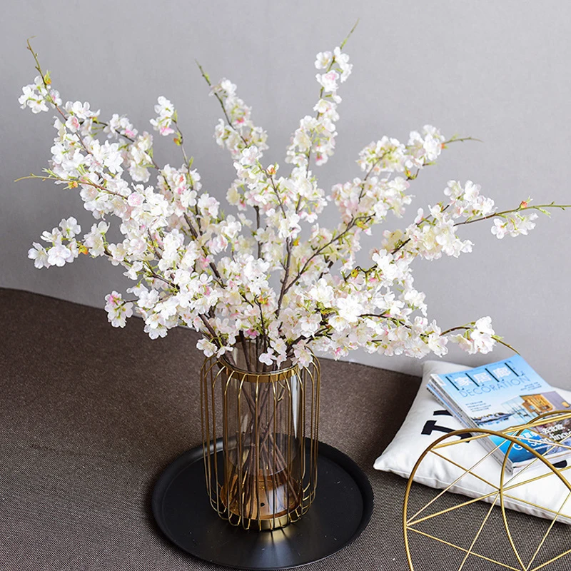 

Artificial Cherry Blossom Branches Plastic Fake Flowers Long Branch Wedding Arch Home Bedroom Living Room Decoration Accessories
