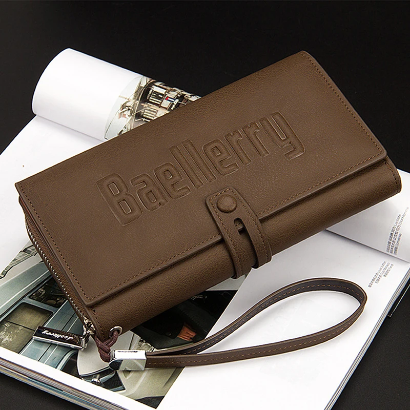 

Male Clutch Wallets Large Phone Bag Unique Design Men Purse Turnover Handbag Multifunction Card Holder Wallet