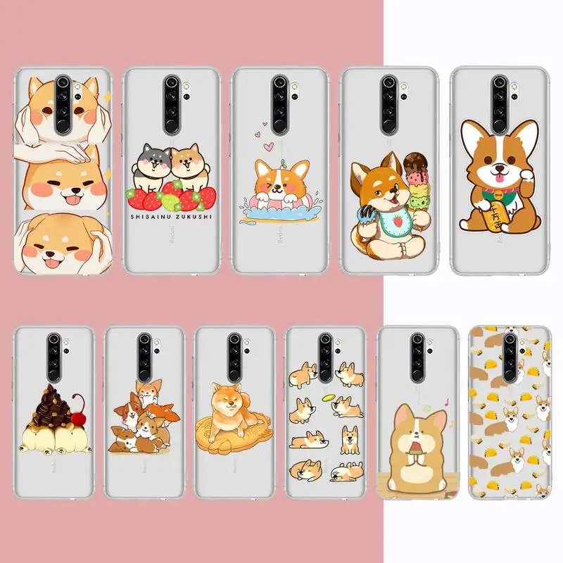 

Catoon Corgi Dog Phone Case For Samsung S 20 21 22 23 for Redmi Note7 8 9 10 for Huawei P20 30 40 Clear Case