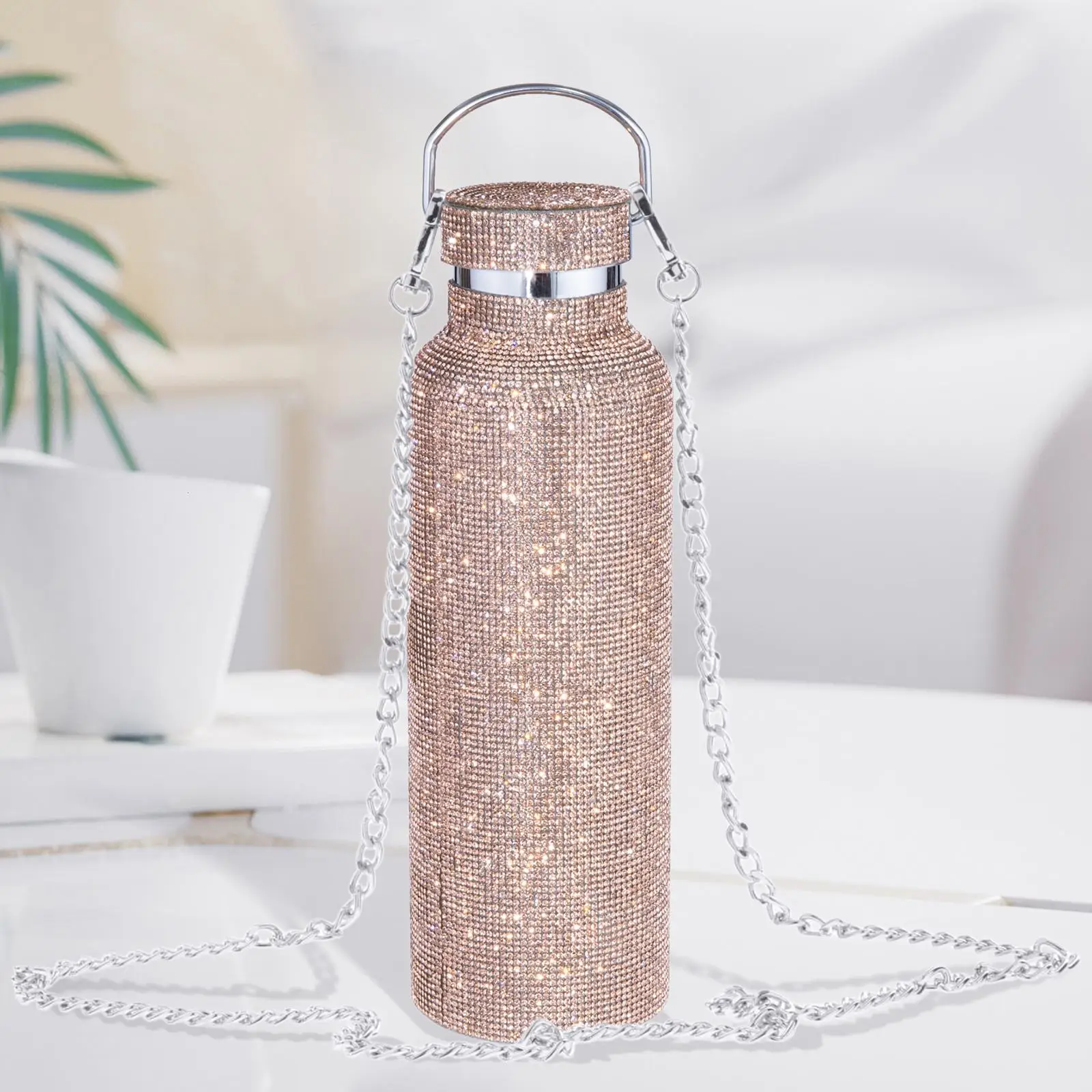 Portable Diamond Vacuum Cup 500ml/17oz Glitter Water Bottle Drinking Kettle