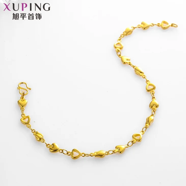

ANGLANG Elegant Women Gold Colour Fashion Charm Bracelets Heart Shape Design Chain Bracelet Wedding Jewelry Accessories
