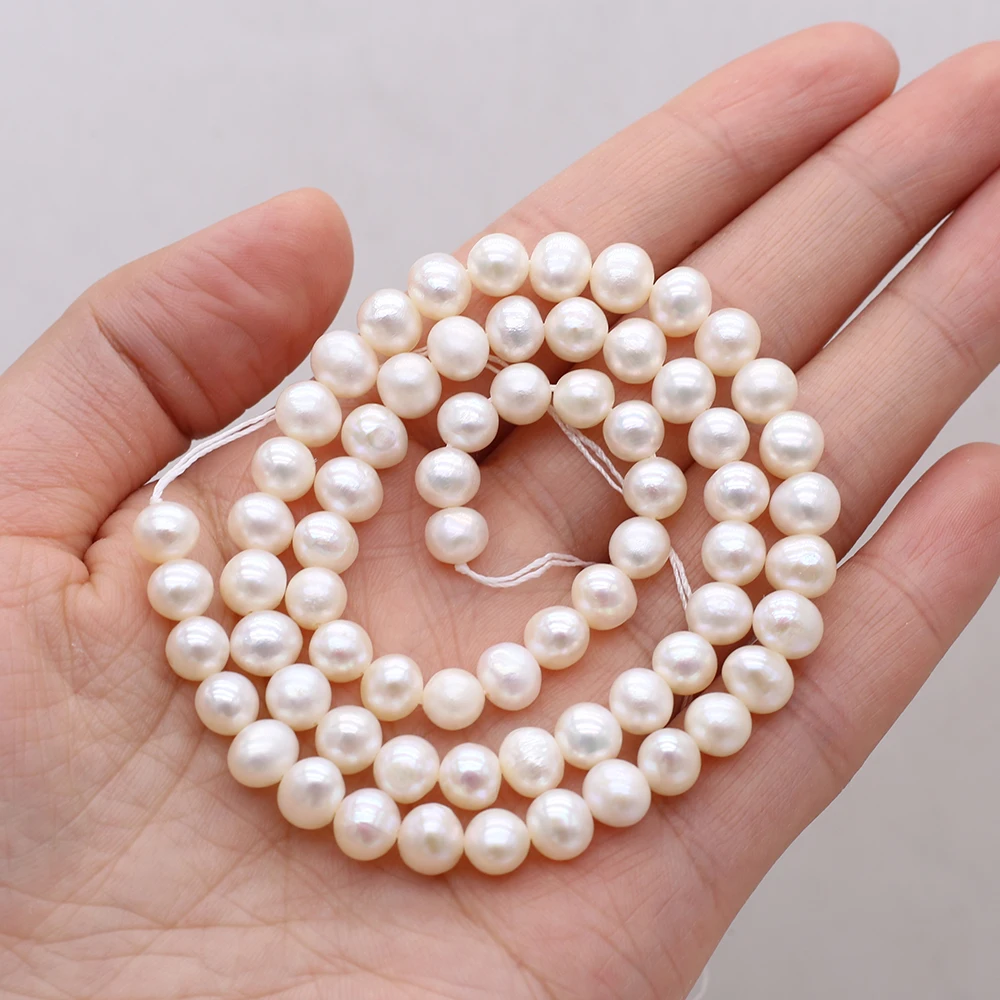 

6-7mm Real Natural Freshwater Pearl Beads White Round Loose Perles For DIY Craft Bracelet Necklace Accessory Jewelry Making 15"