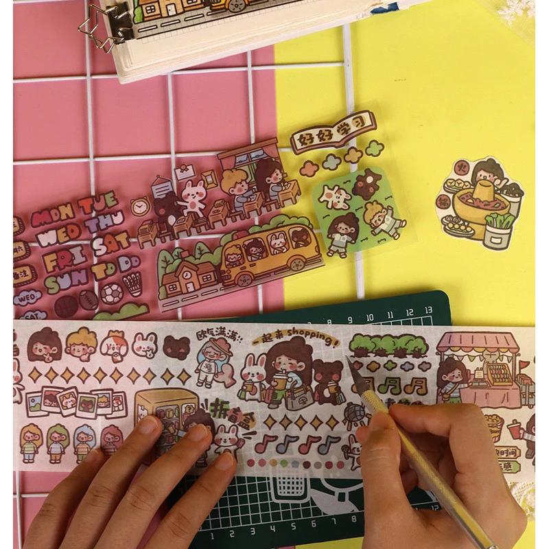 Kawaii Маленькая девочка и вкусная еда тема Тонкий бумажный стикер 75*350 мм DIY резка