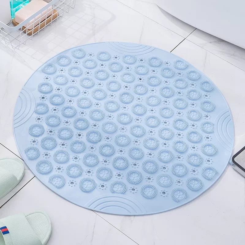

2022 Round Silicone Bathing Rugs Soft Shower Carpet Solid Color Foot Massage Pad Bathtub Bath Mat