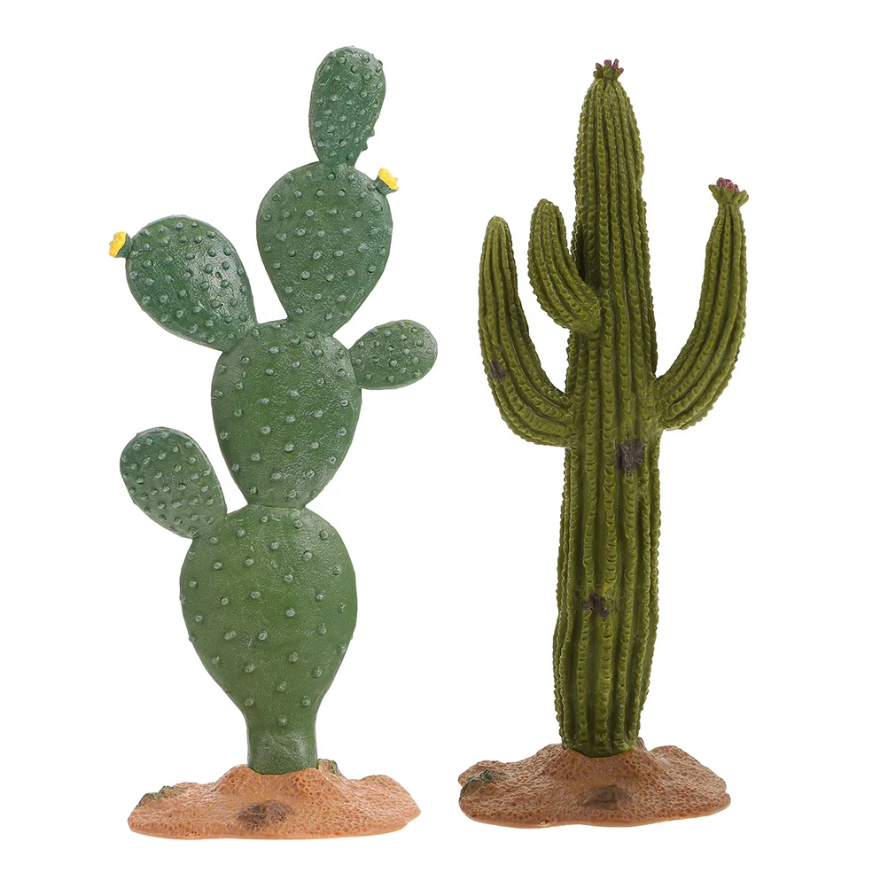 

2 Pcs Fake Indoor Plants Decor Faux Cacti Plants Reptile Decor Aquarium Terrarium Decor Cactus Model Flowers Decor