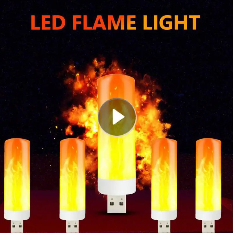 

LED Flame Lights USB Atmosphere Night Light Flame Flashing Candle Book Lamp With Power Bank Camping Lighting Cigarette Lighter