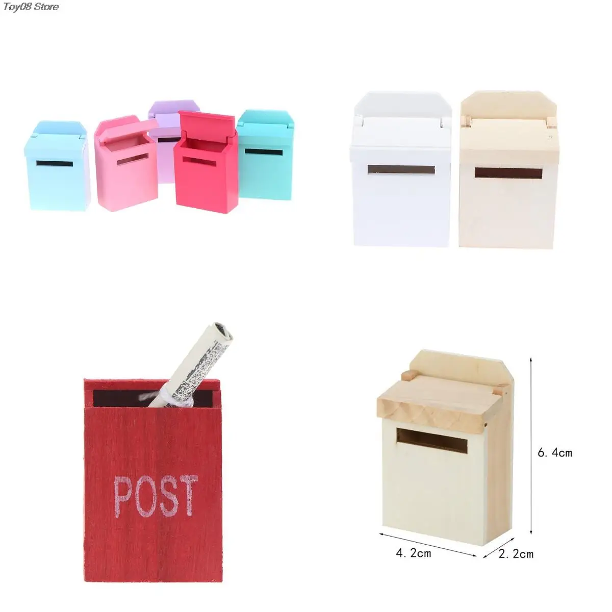 

New Style 1/12 Dollhouse Miniature Wood Mailbox Fairy Garden Door Accessories Mail Decor Pretend Play Doll House Furniture Toy