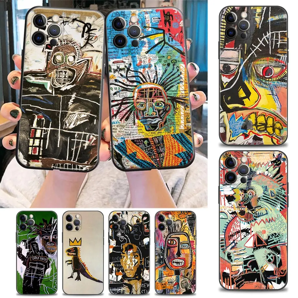

Phone Case for iPhone 11 12 13 Pro Case Max 7 8 SE XR XS Max 5 5s 6 6s Plus Soft Silicon Cover Graffiti Jean-Michel Basquiat Art