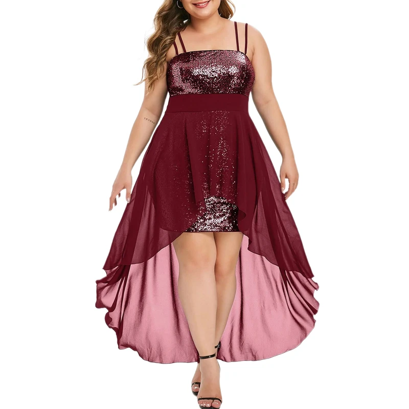Women Fashion Spaghetti Strap Plus Size Mini Slip Dress Women Sexy Slim Bodycon Party Dress Sequins Bling Glitter Short Dress