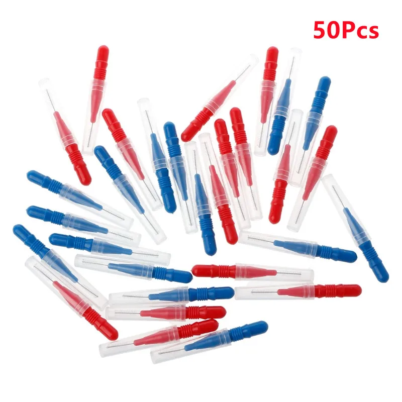 50Pcs Clean Tooth Interdental Brush Soft Dental Floss Dental Toothpick Teeth Brush Toothpick Remove Plaque Oral Hygiene Care
